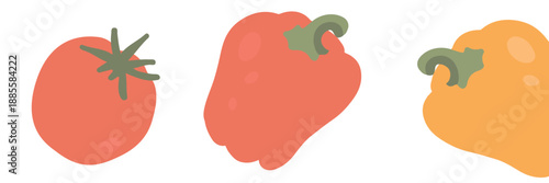 Art & Illustration Fresh Red And Yellow Peppers With Tomatoes Food Banner