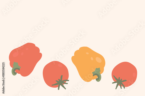 Art & Illustration Fresh Red And Yellow Peppers With Tomatoes Food Banner