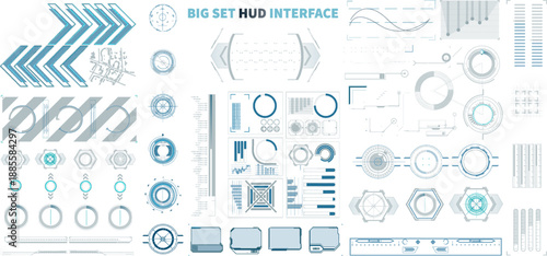 Collection of user interface elements for modern digital displays and applications in a technology setting