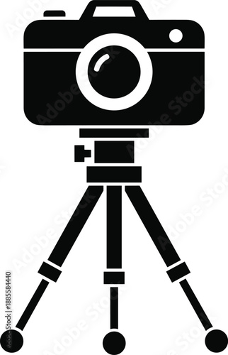 Camera on tripod icon illustration isolated on white background for photography studio equipment design technology concept