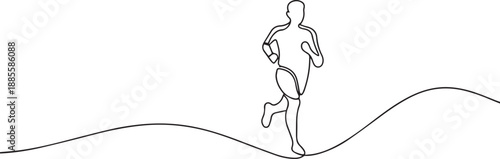 young man athlete runner focus jogging run one continuous line art, Vector illustration, One line art, Line art graphic style