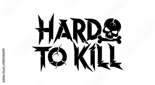 Hard to kill graphic with a cracked skull and crossbones emblem illustrating resilience and strength Vector, illustration