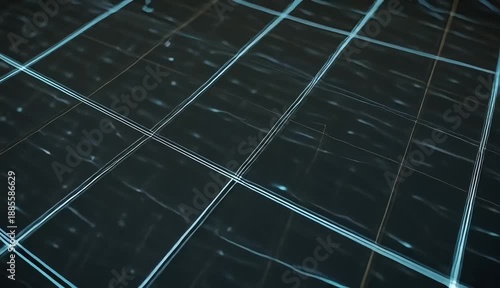 Minimal Technology Lines Animation with Glowing Grid Pattern and Dots on Dark Background