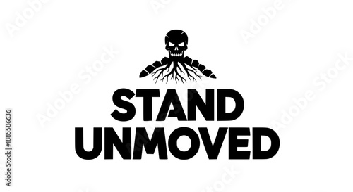 Motivational phrase with skull and octopus silhouette on white background symbolizing resilience and determination