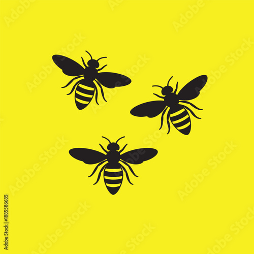 Honey bee logo vector silhouette illustration.