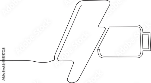 Charging symbol one continuous line art, Vector illustration, One line art, Line art graphic style