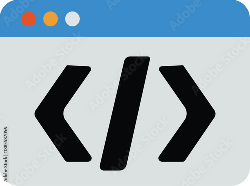 Code Editor Window Icon with HTML Brackets.