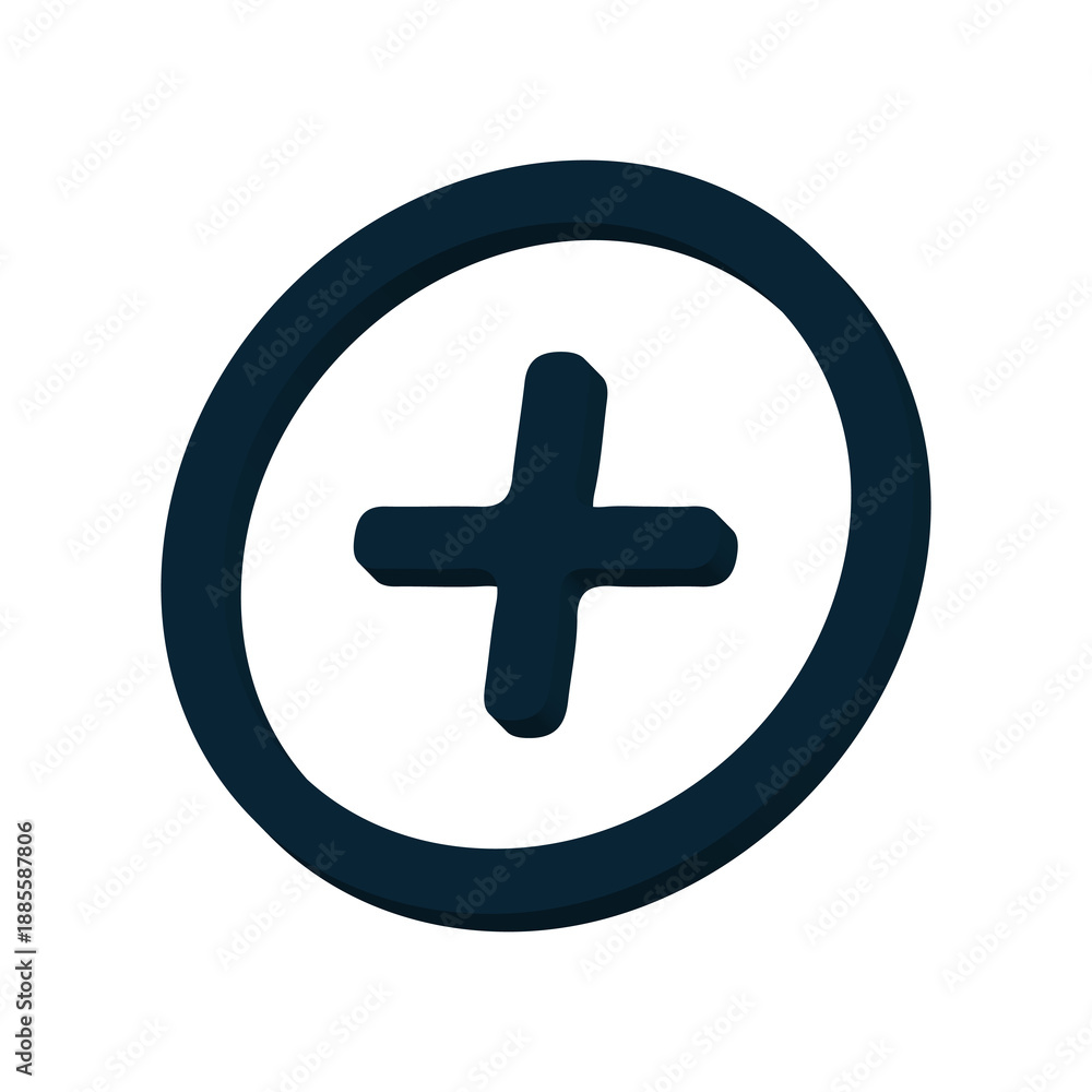 Obraz premium Plus add circle icon, create new action symbol isolated transparent background