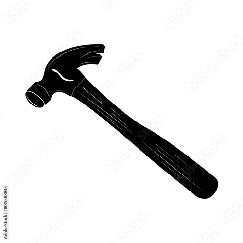 Claw hammer. A hand tool with a striking metal head and a forked, curved end for removing nails. Used in construction, repair, and carpentry. Used for driving and pulling nails.