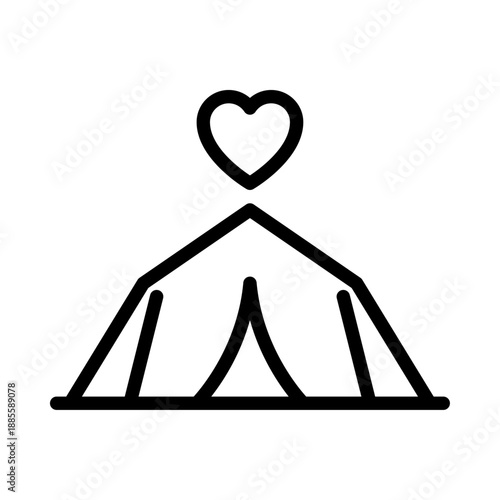 Tent outline icon. Shelter black line illustration.