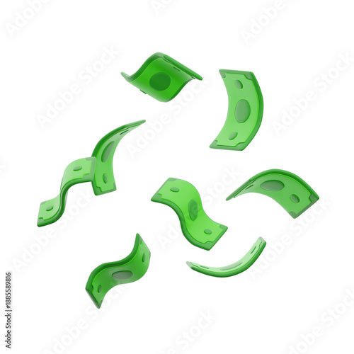Flying money 3d illustration