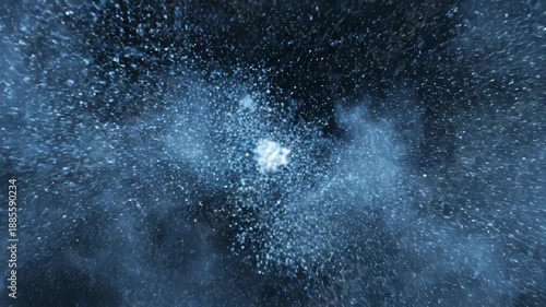 Glowing crystal formation in dark space