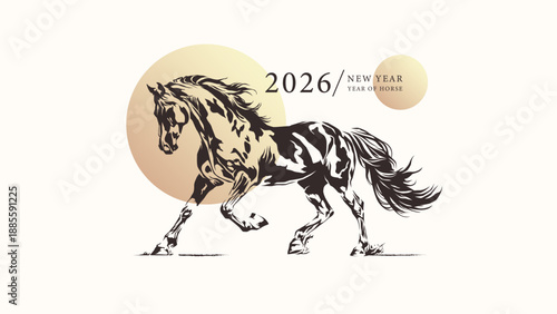 horse drawn on a white background