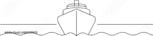 Cruise ship one continuous line art, Vector illustration, One line art, Line art graphic style