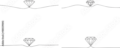 A set of Diamond one continuous line art, Vector illustration, One line art, Line art graphic style