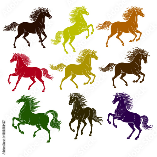 Chinese calligraphy stylized horse silhouette in motion 10.eps