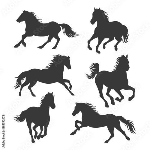  Hand drawn Running Horse Silhouette