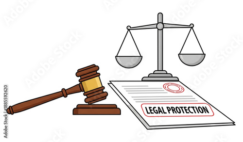 Legal protection and legislation concept cartoon flat vector illustration