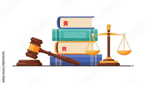 Court and justice symbol cartoon flat vector illustration