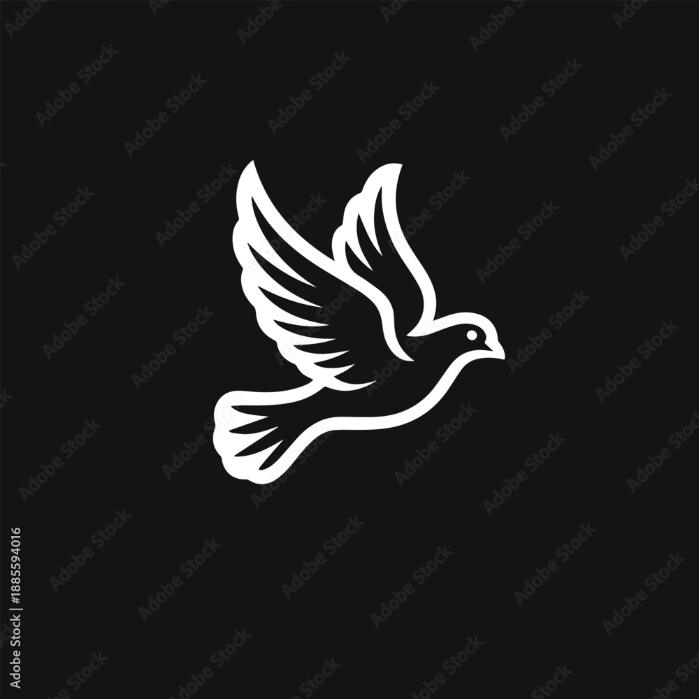 Fototapeta premium pigeon silhouette outline logo technical flat drawing vector mockup illustration.