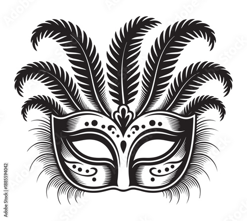 Venetian Masquerade Mask with Feathers