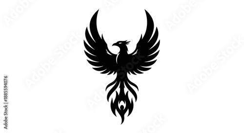 Black phoenix silhouette on white background