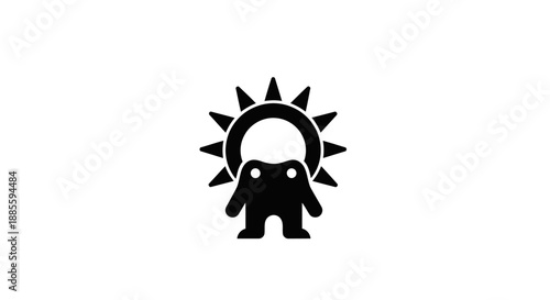 Black Cartoon Character Sun.