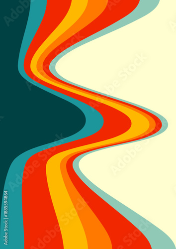 Abstract poster with a retro styled wavy line design