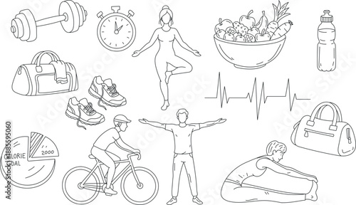 Healthy Lifestyle Doodle Collection: Fitness, Diet, Sports & Well-being