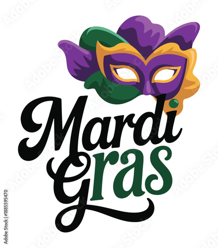 Mardi Gras Mask, Purple, Green and Gold, Festive