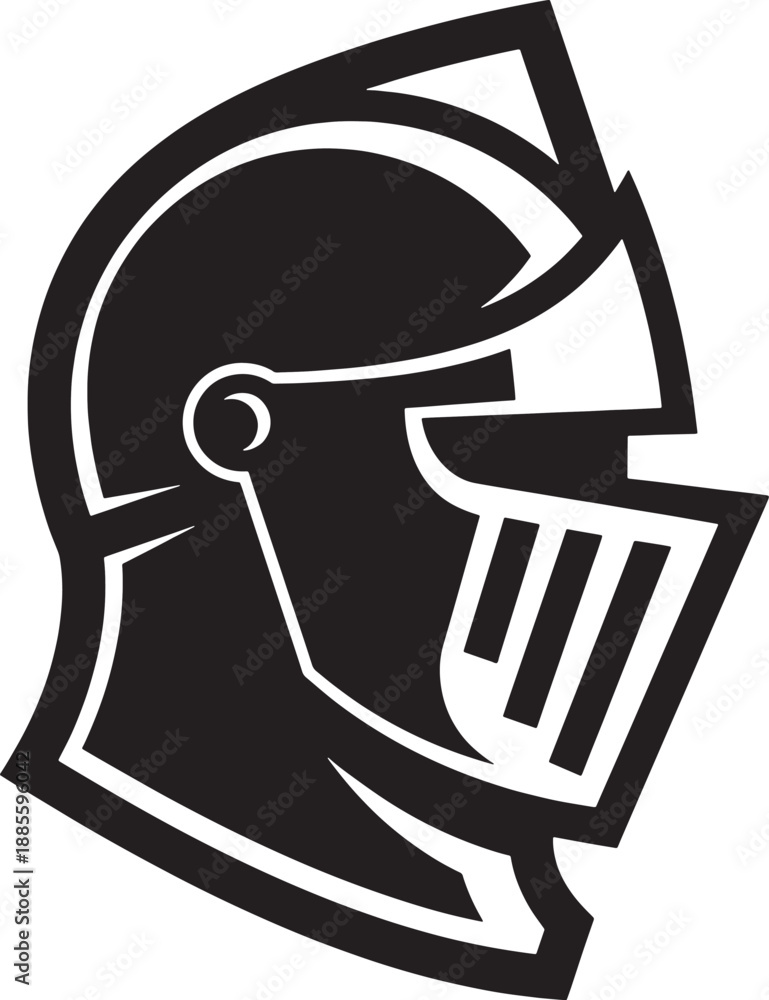 Fototapeta premium Stylized Medieval Helmet Icon – Profile View Design