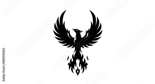 Black phoenix silhouette on white background