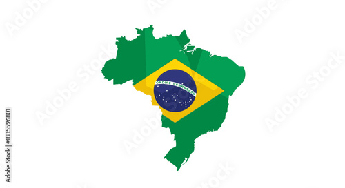 Brazil Map with National Flag Design