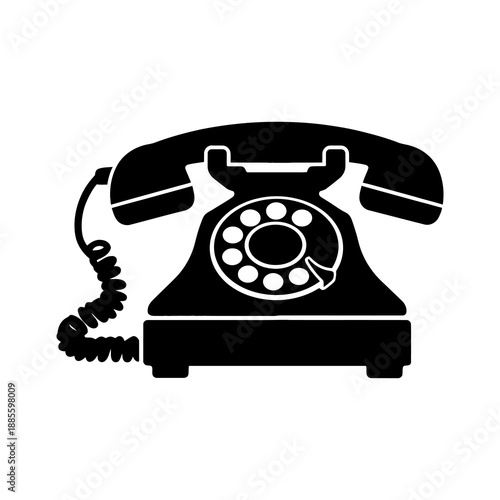 Silhouette of a Vintage Rotary Dial Telephone