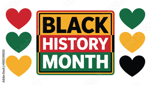 Black History Month Celebration Logo with Colorful Hearts