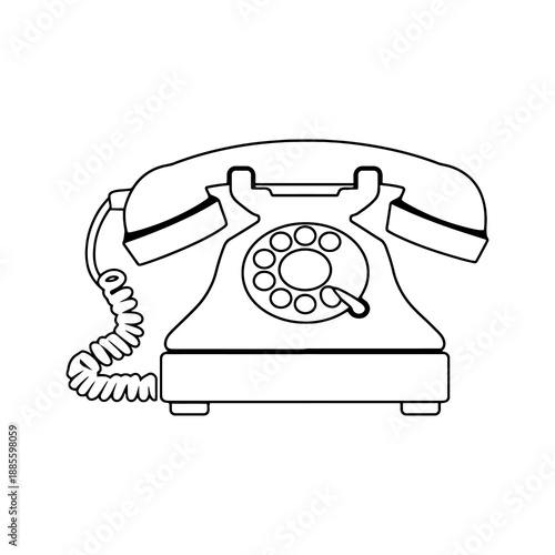 Silhouette of a Vintage Rotary Dial Telephone