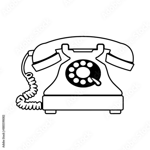 Silhouette of a Vintage Rotary Dial Telephone