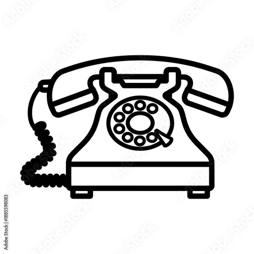 Silhouette of a Vintage Rotary Dial Telephone