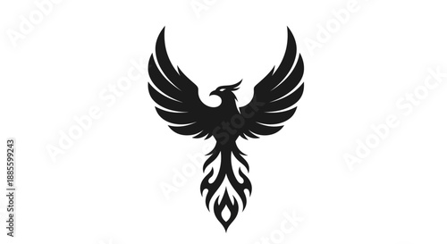 Black phoenix silhouette on white background