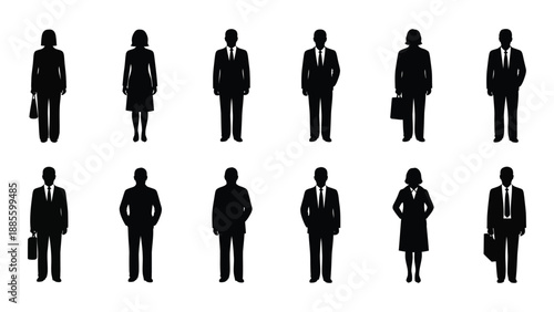 Silhouettes of business professionals isolated on white background, Vector