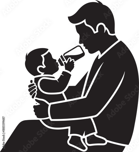 Father Feeding Baby Icon Representing Modern Parenthood
