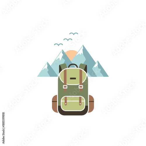 Green Hiking Backpack with Pockets and Straps.