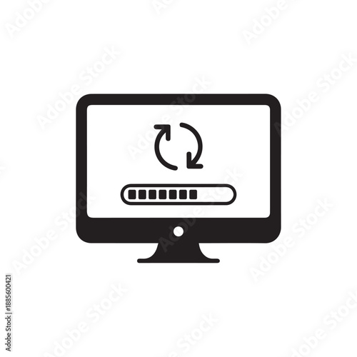 System update and software refresh silhouette icon for digital platforms