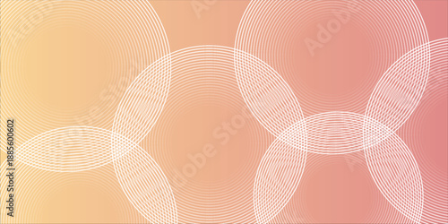 Soft pink and orange gradient vector background, featuring subtle circular line patterns. Pink vector background in calm and modern texture. Minimal vector background in pink and orange color.