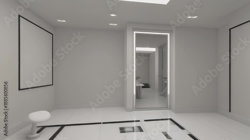 Minimalistic and modern interior design with white walls