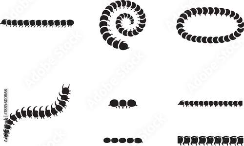 Bild auf Leinwand Millipede Bead Chain Ornament Icon Set
