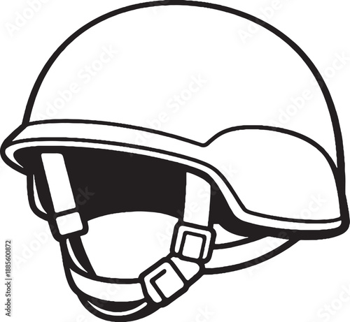 Military Combat Helmet Line Art Icon