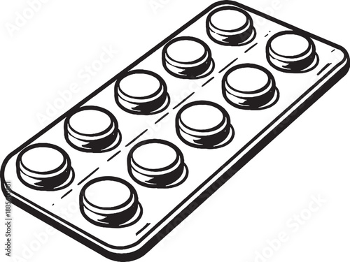 Medicine Blister Pack Line Art Icon