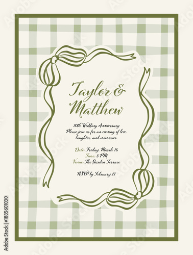 Elegant Wedding Anniversary Invitation Vector Template. Perfect for: wedding anniversaries, event planners, invitation card designers, and romantic celebrations.