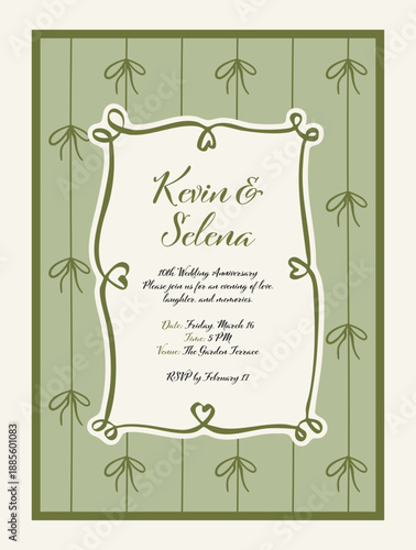 Elegant Wedding Anniversary Invitation Vector Template. Perfect for: wedding anniversaries, event planners, invitation card designers, and romantic celebrations.